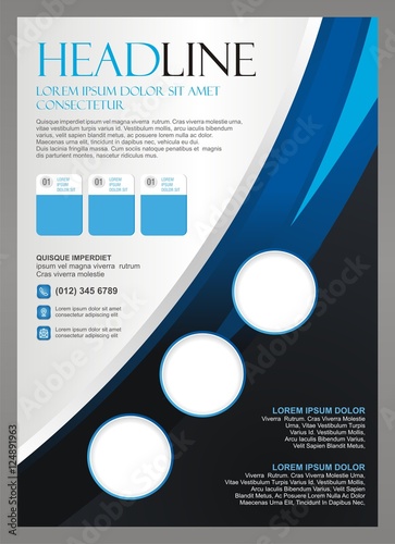 Flyer - brochure Business template, A4 Size blue - black color