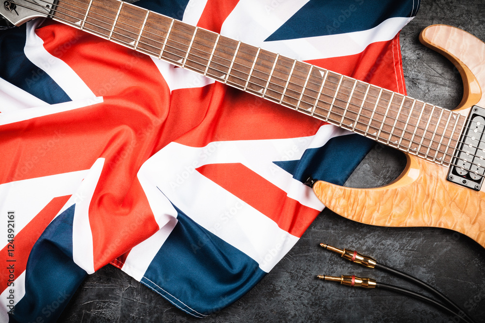 Fototapeta premium Electric guitar on grey background