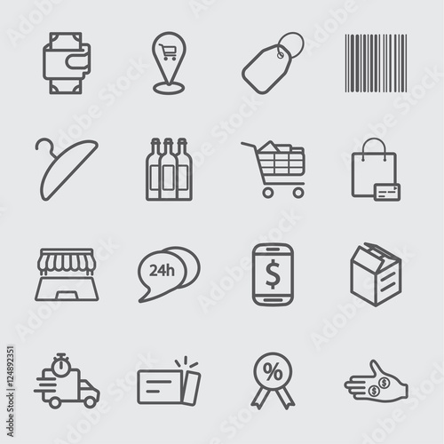 Shopping and online shopping line icon