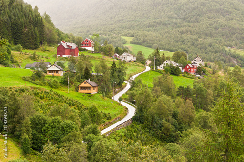 Small village of Naeroydalen valley - Sognefjord photo