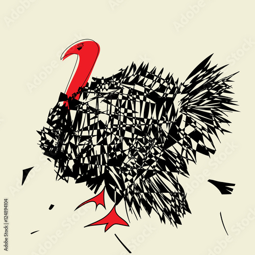 angry turkey  with red neck on beige background