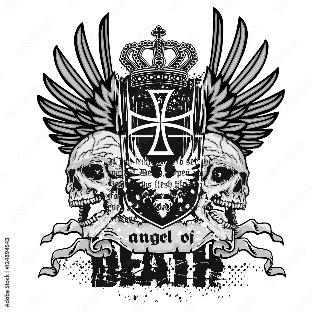 grunge skull coat of arms grunge skull coat of arms