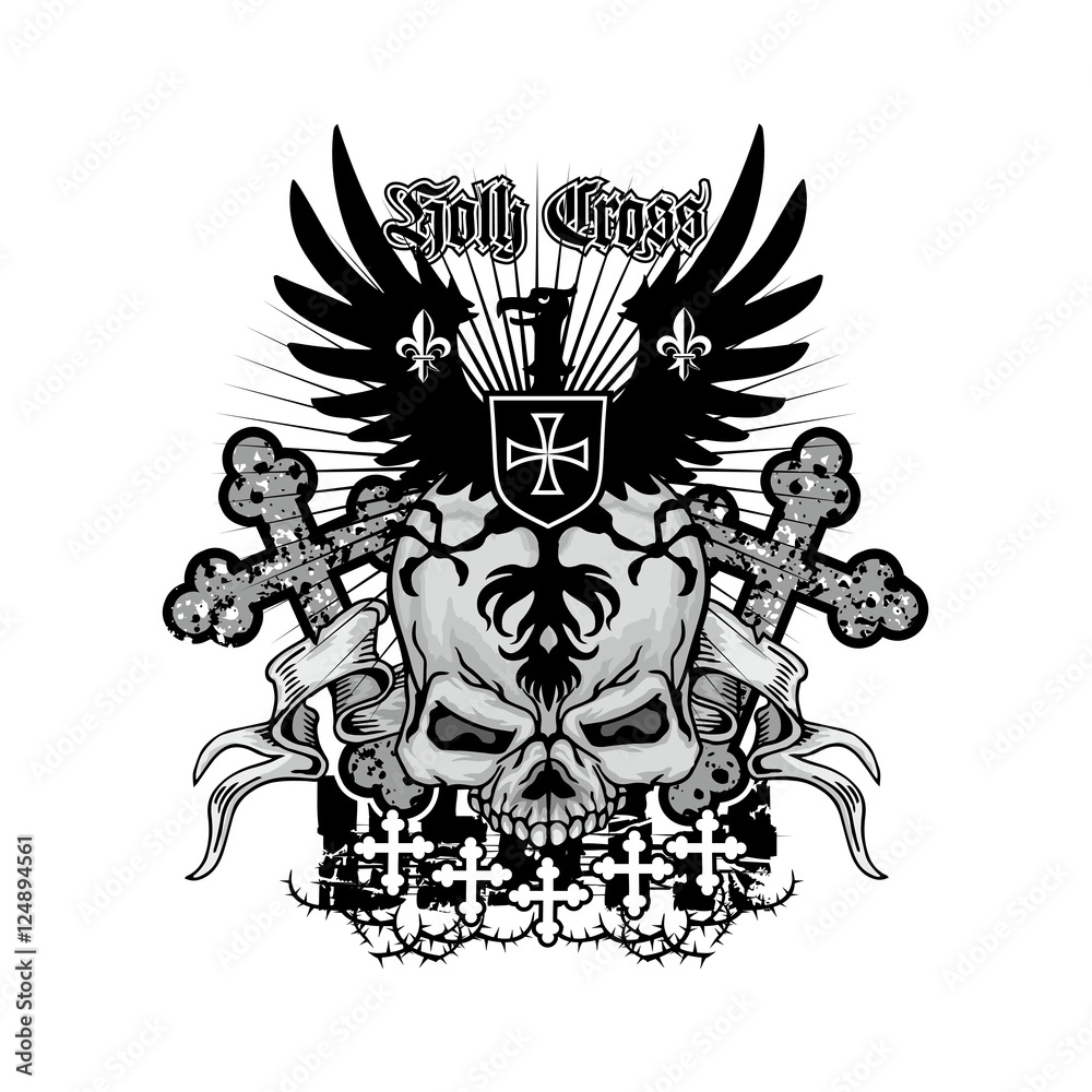 Obraz premium grunge skull coat of arms