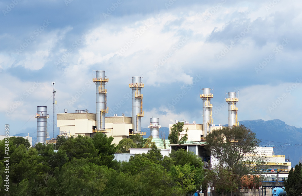 View of city waste incinerator plant. View of city waste incinerator plant.