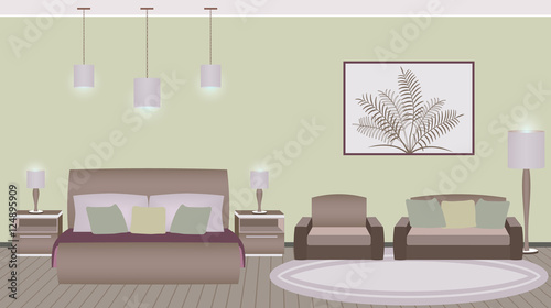 Classic style hotel bedroom interior with furniture