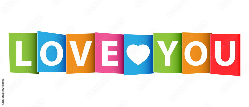 Love you colorful card. Vector illustration