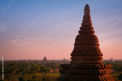 Travel landscapes and destinations. Amazing architecture of old Buddhist Temples at Bagan Kingdom  Myanmar  Burma 