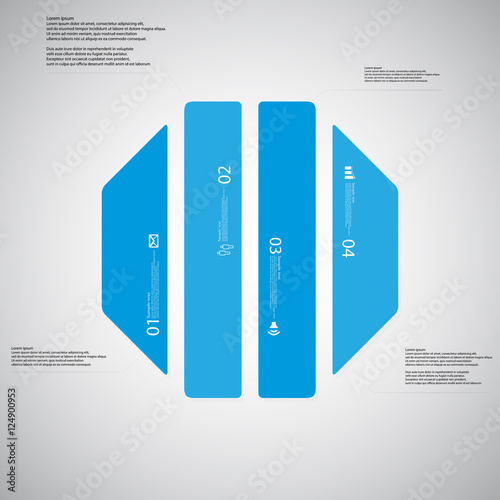 Octagon illustration template consists of four blue parts on light background