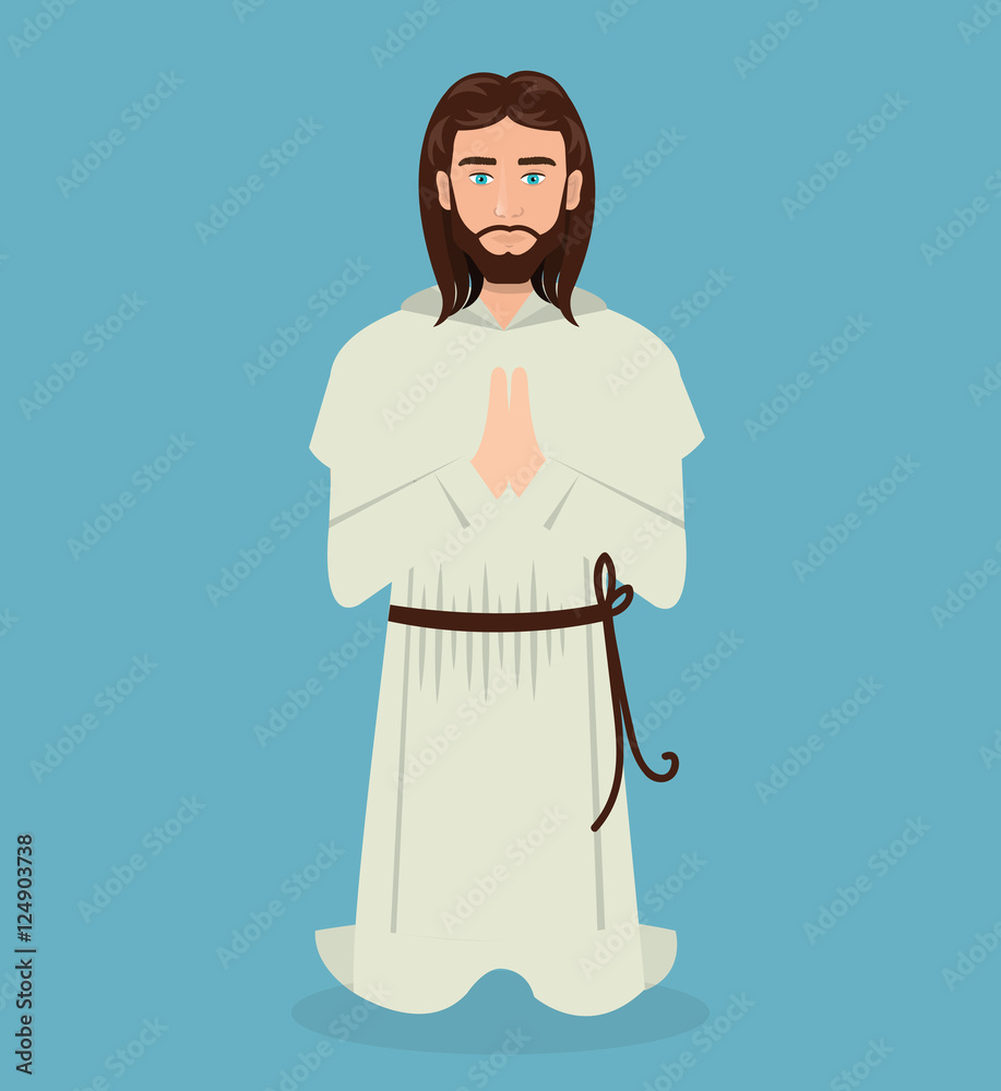 Jesus christ prayer kneeling design vector illustration eps 10