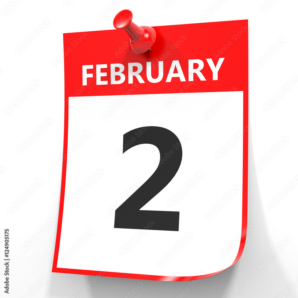 February 2. Calendar on white background. February 2. Calendar on white background.