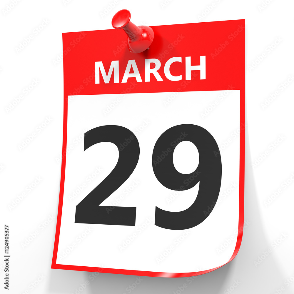 March 29. Calendar on white background. March 29. Calendar on white background.