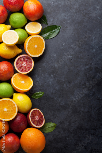 Fresh ripe citruses. Lemons, limes and oranges © karandaev
