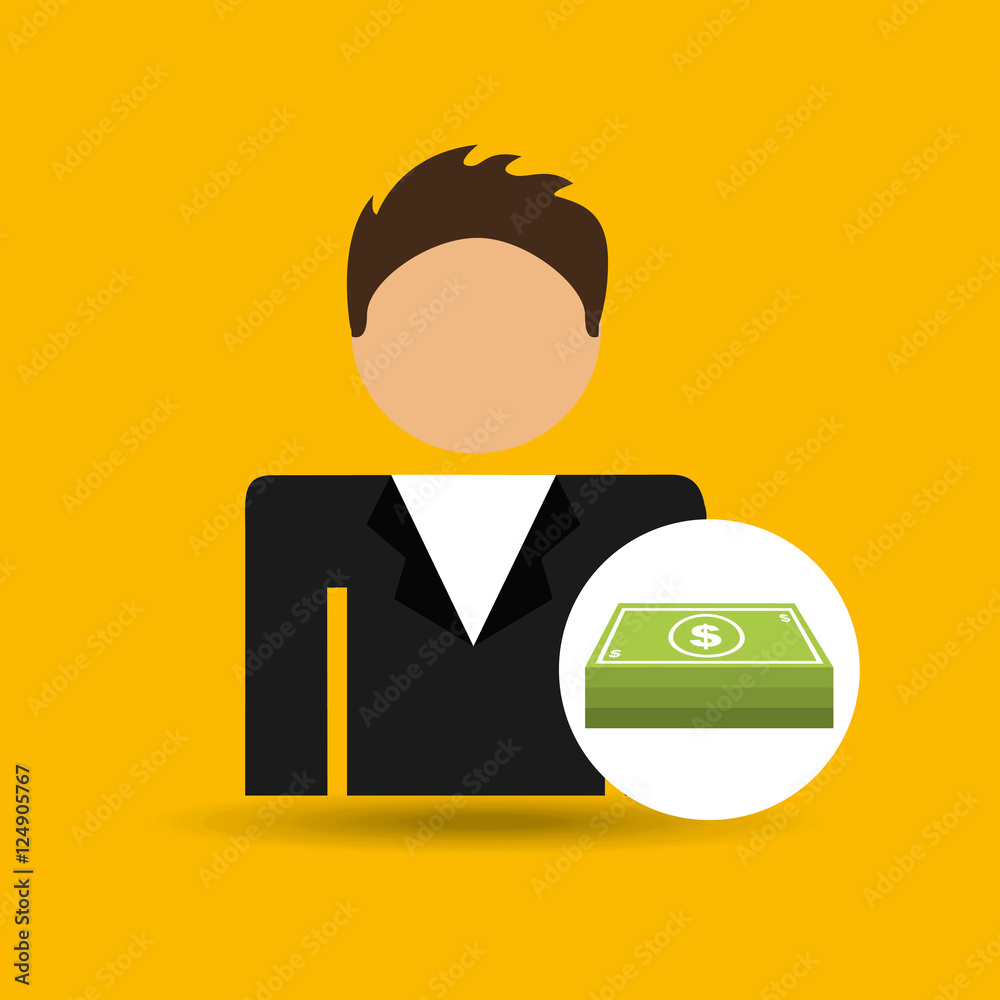 character man bill money stack icon vector illustration character man bill money stack icon vector illustration
