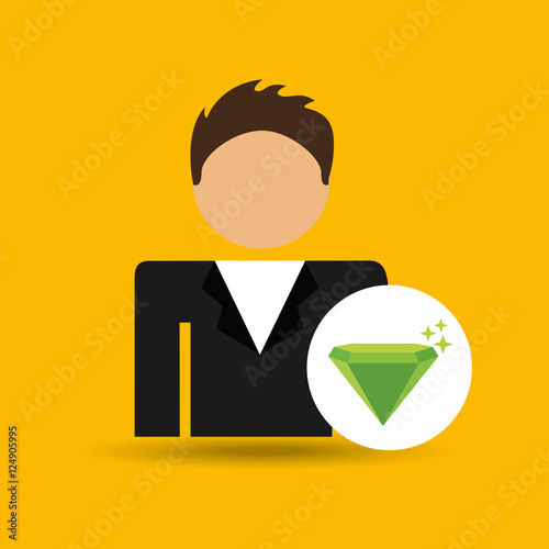 character man icon diamond gem luxury design vector illustration