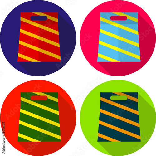 Gift bags. Colorful flat icon set. Gift wrap. Present