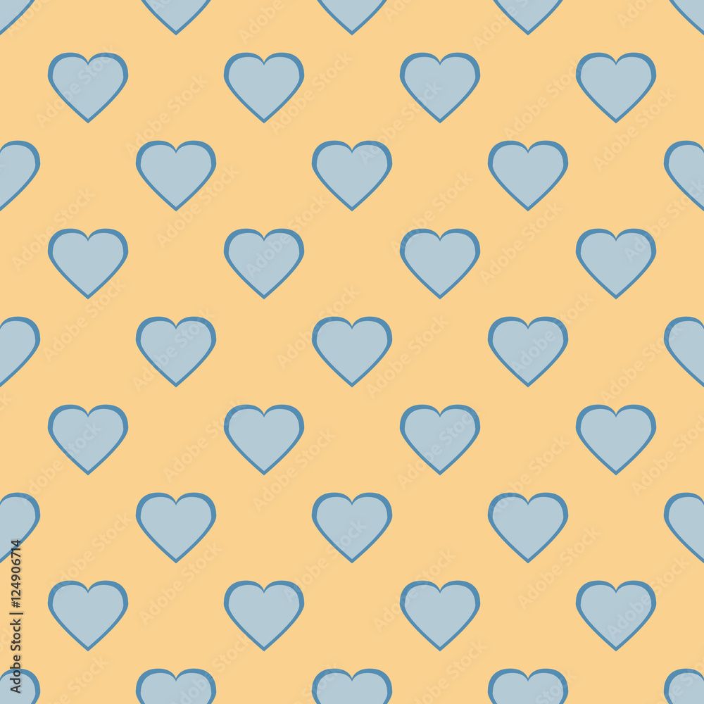 Naklejka Pretty pastel heart, Seamless romantic background with a set of hearts