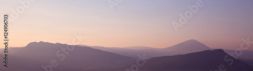 Sunset. ridge Mountains. Skyline. Dinaric Alps. Sky gradient. Na