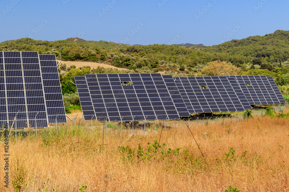 Solar panels with the sunny sky. Solar panels for renewable energy. Solar panels with the sunny sky. Solar panels for renewable energy.