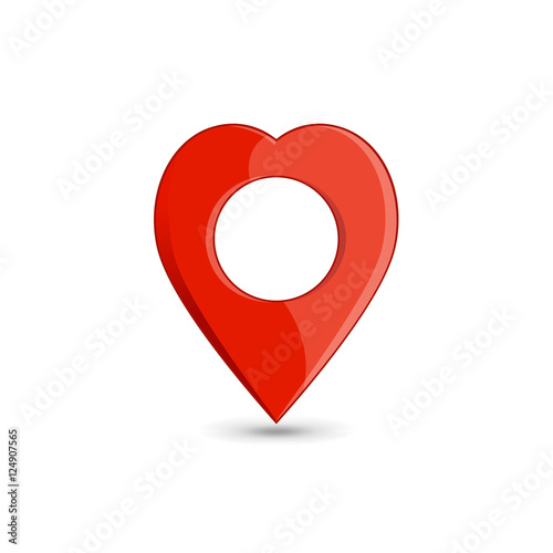 Search and find love. Heart shaped map pointer. Vector illustration. Concept of passion, amour, dating. Can be used as icon for online dating service or for Valentines Day design.
