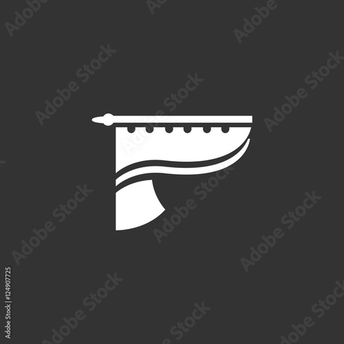 Curtains logo. Vector icon on black background