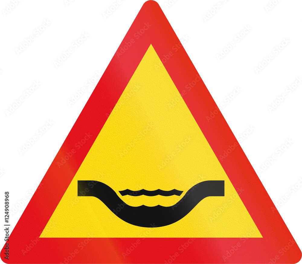 Temporary road sign used in the African country of Botswana - Dip Temporary road sign used in the African country of Botswana - Dip