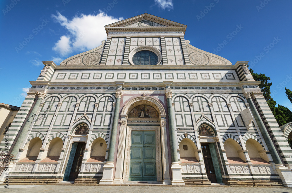 facade of famous Florence cathedral, Santa Maria del Fiore. Florence, Italy.