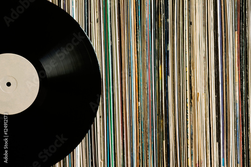 Vinyl record on a collection of albums