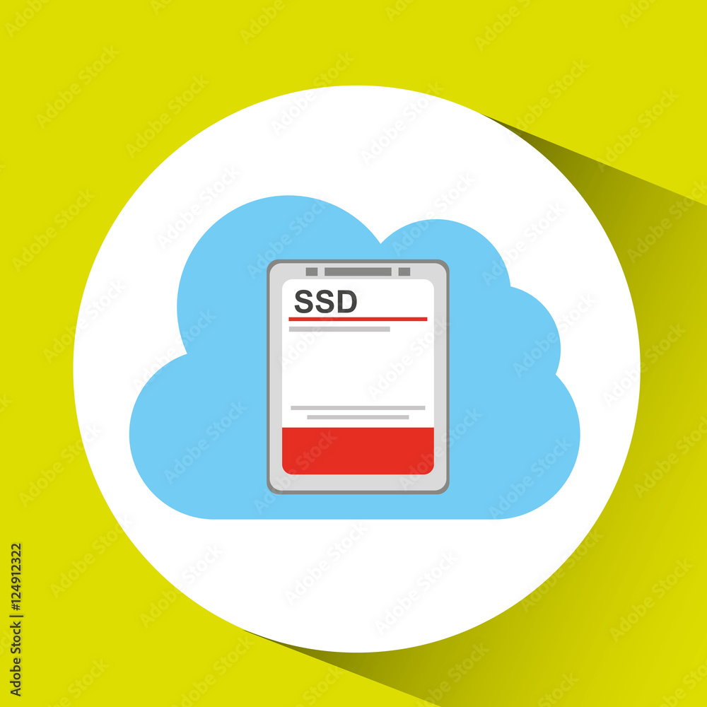 cloud ssd disk connection design graphic vector illustration
