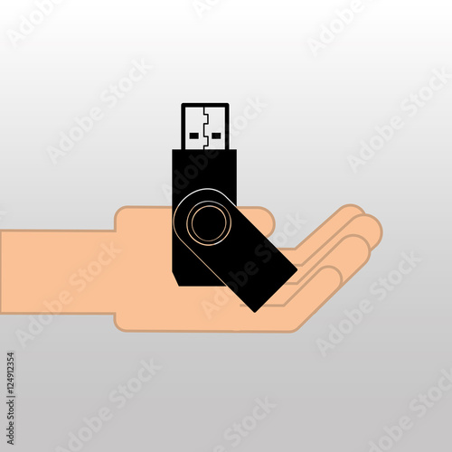 USB memory drive black icon design vector illustration eps 10