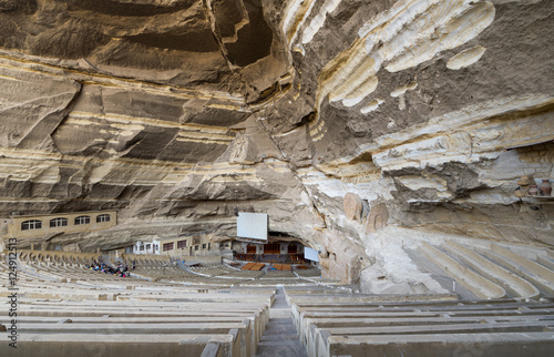 Virgin Mary and St Simon the Tanner Cathedral. The biggest of seven Churches and Chapels hidden in a series of caves in the Mokattam (Muqattam) hills in Saint Samaan The Tanner Monastery, Cairo, Egypt photo