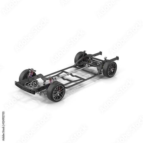 car chassis isolated on white. 3D illustration