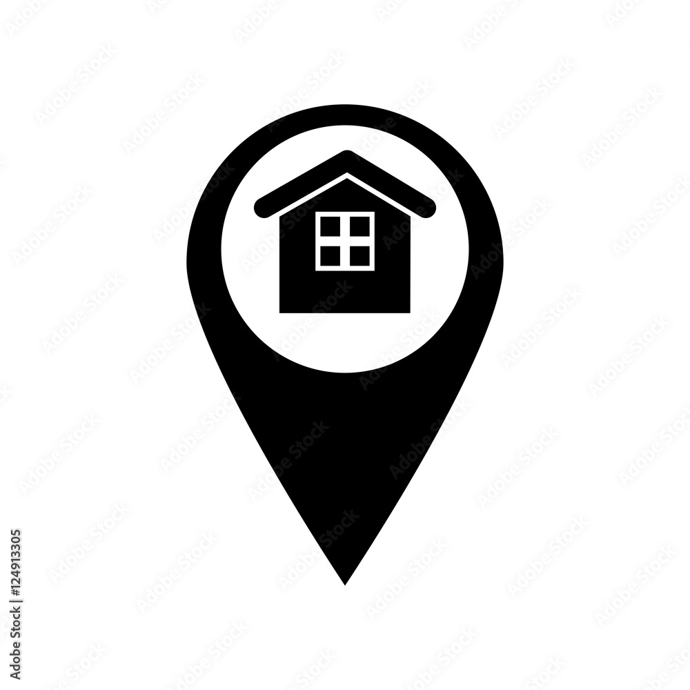 House inside gps button icon. Real estate construction property and investment theme. Isolated design. Vector illustration House inside gps button icon. Real estate construction property and investment theme. Isolated design. Vector illustration
