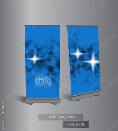 Roll up banner stand design. Vector.
