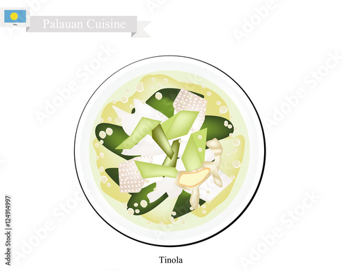 Palauan Cuisine, Traditional Tinola or Palauan Soup with Chicken, Green Papaya and Ginger. One of The Most Famous Dish in Palau.
 photo