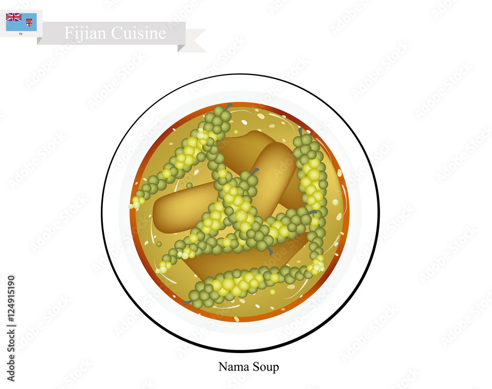 Fijian Cuisine, Kokoda Nama or Traditional Raw Fish with Nama ot Sea Grapes Marinated in Citrus