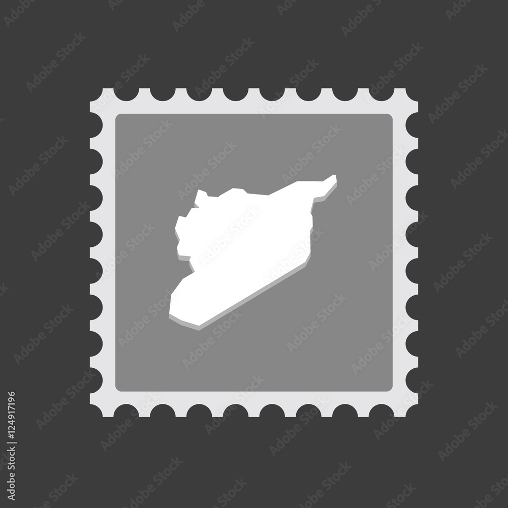 Isolated mail stamp icon with  the map of Syria