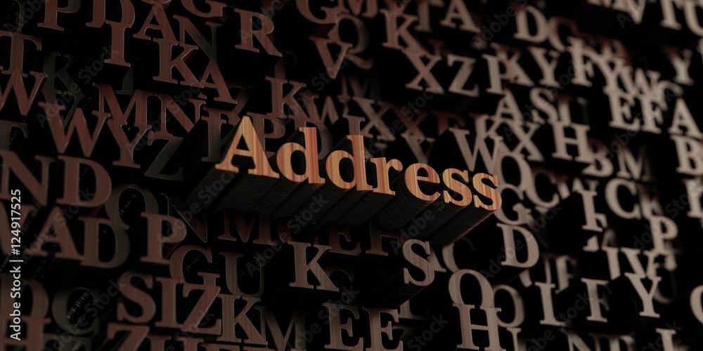 Address - Wooden 3D rendered letters/message.  Can be used for an online banner ad or a print postcard.