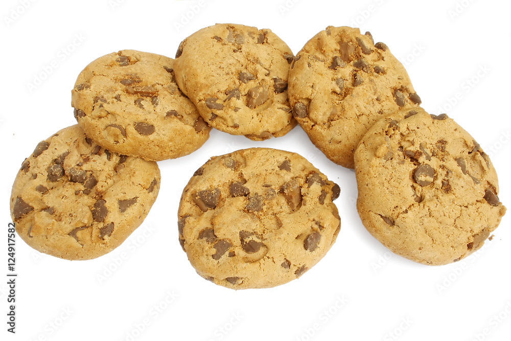 Chocolate chip cookies isolated on white background
Chocolate chip cookies isolated on white background