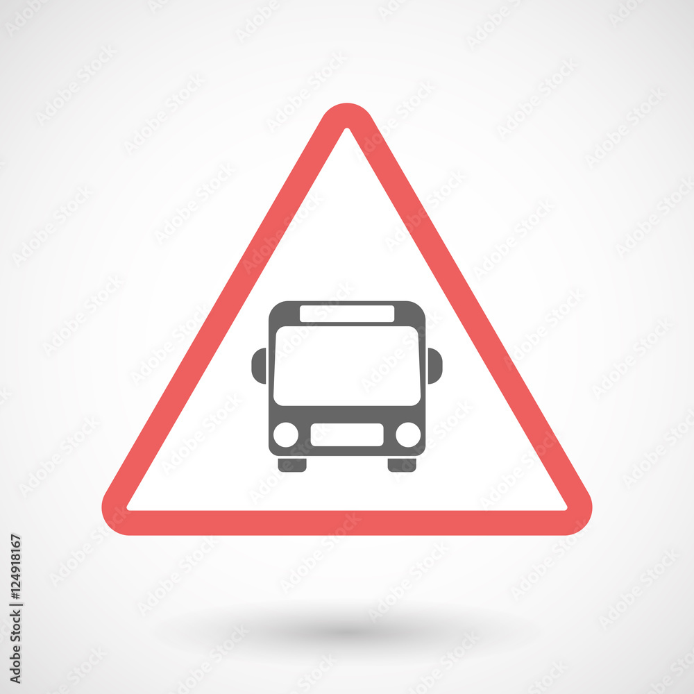 Isolated warning sign icon with a bus icon Isolated warning sign icon with a bus icon