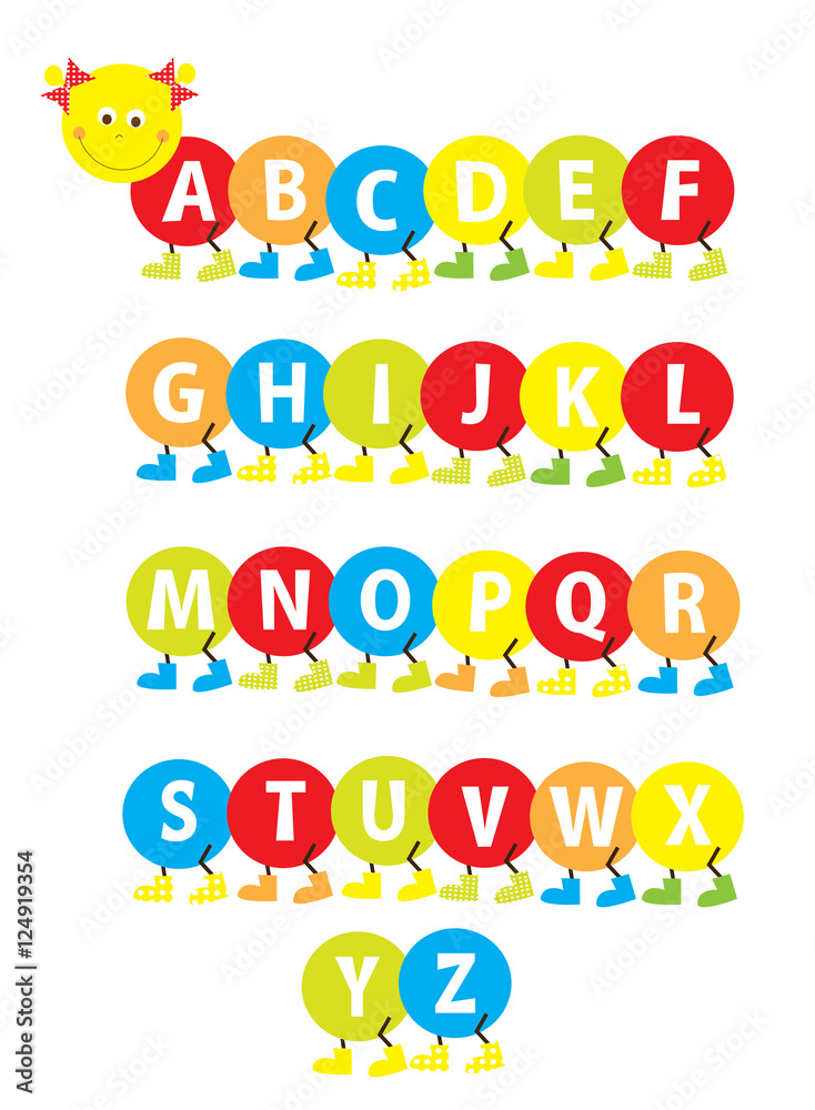 abc learning cartoon smiling caterpillar / vectors letters a-z set for  children Stock Vector | Adobe Stock