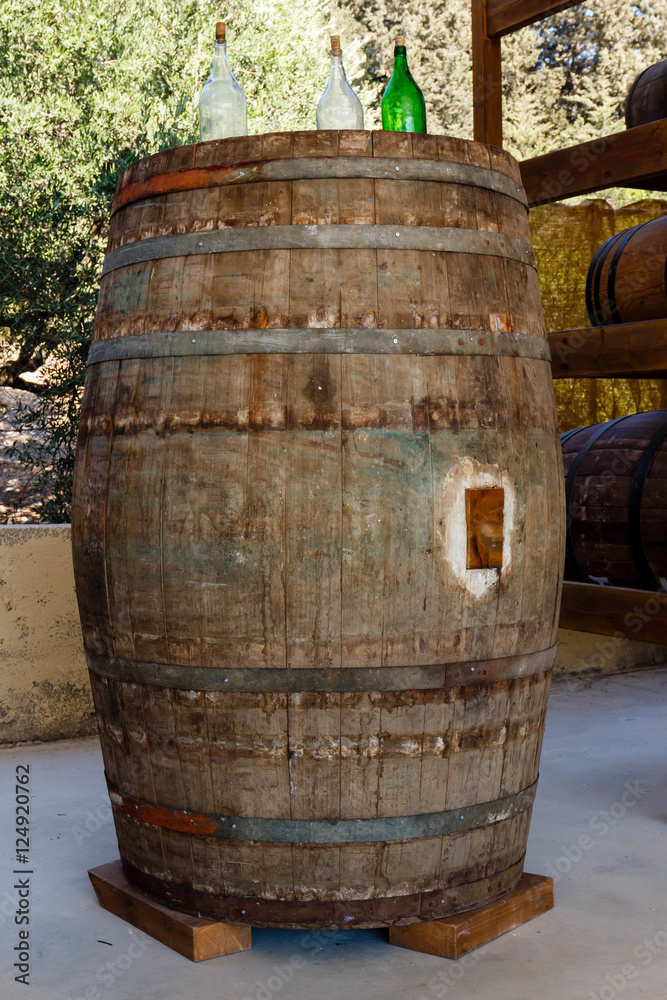 Wooden wine barrels