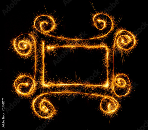 Frame made with sparklers ready for your inscriptions on black
