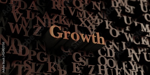 Growth - Wooden 3D rendered letters/message. Can be used for an online banner ad or a print postcard.