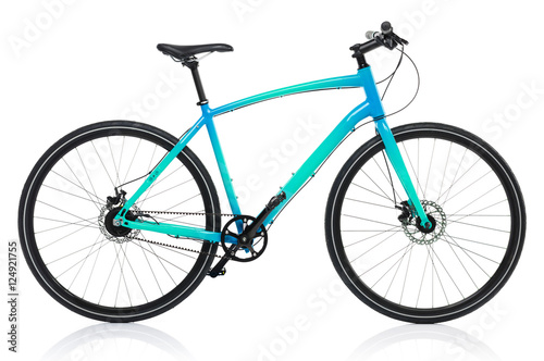 New blue bicycle isolated on a white