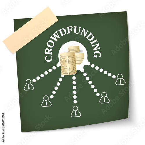 Slip of paper with theme of crowd funding