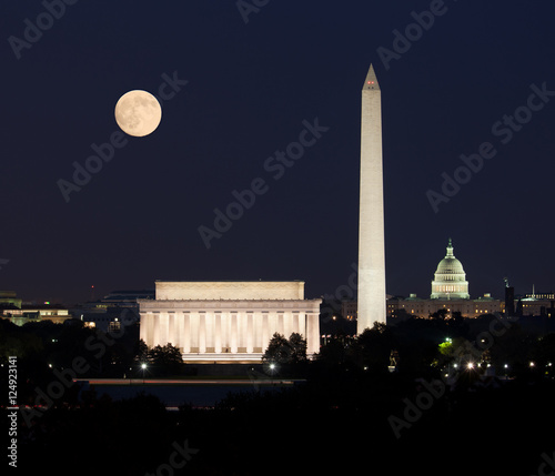 Moon rising in Washington DC photo