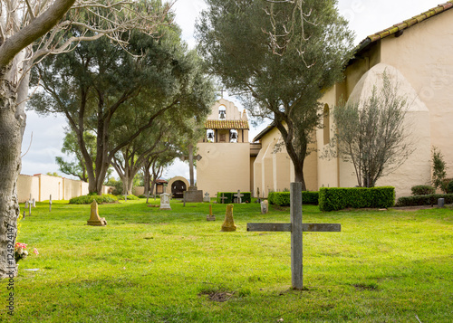 Cloudy day at Santa Ines Mission California photo