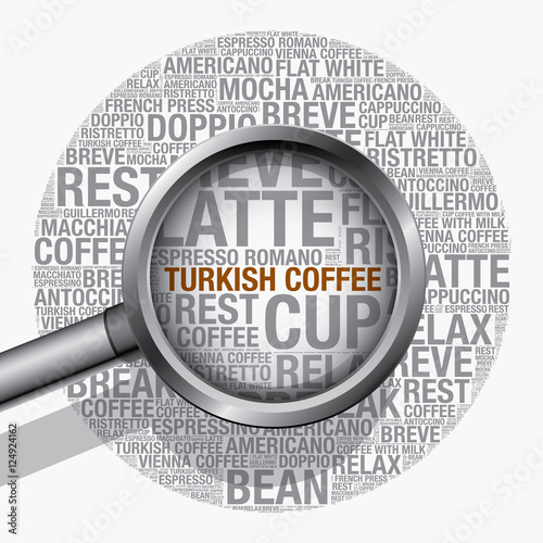 Turkish coffee word cloud concept vector design template