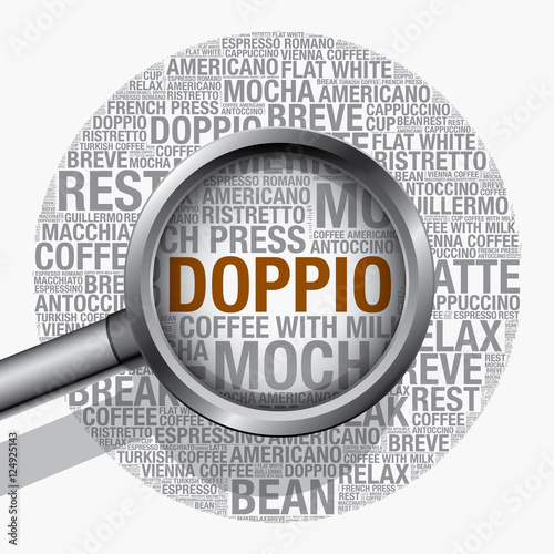 Doppio coffee word cloud concept vector design template