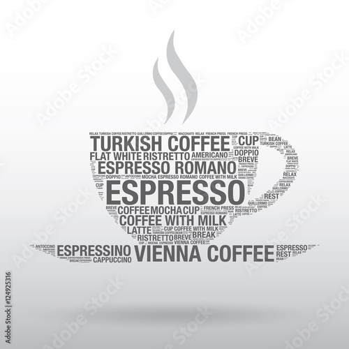 Coffee cup with word cloud vector illustration
